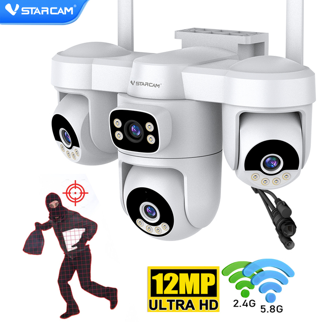 Vstarcam WiFi Network 360 Surveillance SD Card Quad Lens Video Latest CCTV Zoom Wireless Outdoor Four Lens Home Security Camera