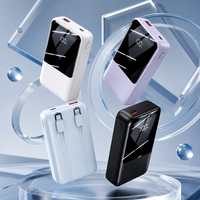 Cargador Portátil de Alta Capacidad de 20000 mAh con Cables Tipo C Integrados, Carga Rápida de 22.5 W para Viajes
