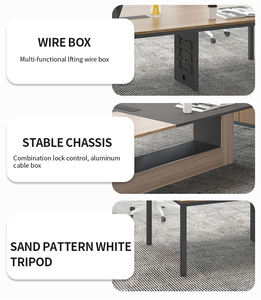 Bureau de poste de travail de bureau de jambe en métal de conception simple avec le dessus en bois et la table de <span class=keywords><strong>conférence</strong></span> de prise - Product Image 6