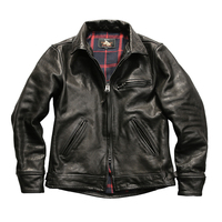 Vestes en cuir véritable pour moto, pour hommes, noires, de haute qualité, en cuir de vachette lavé et ciré, procédé de tannerie végétale
