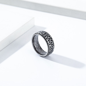 Unisex <b>Titanium</b> Steel <b>Ring</b> Hammered Texture Moon Pit Design Steel Gold <b>Black</b> Antique Silver Color Jewelry Gift - Product Image 4