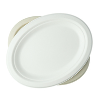 Assiettes ovales jetables et compostables en bagasse de canne à sucre (lot de 8) pour fêtes et déjeuners