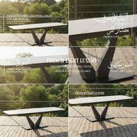 Table à manger carrée extensible en céramique de luxe haut de gamme, pieds en métal, anti-rouille, pliable, écologique, 10 places, pour hôtel