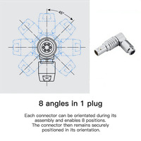 Connecteur circulaire auto-bloquant Push-Pull à angle droit réglable, série FSG Socket EGG 0B, 2/3/4/5/6/7/9/12 broches