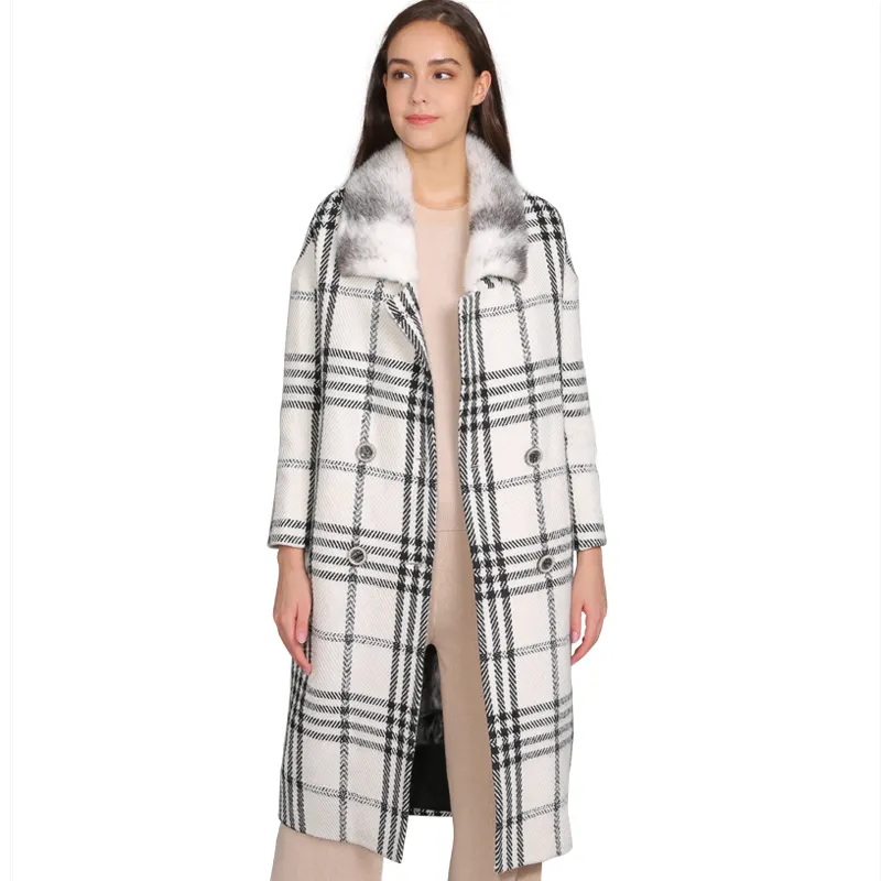 Женское шерстяное пальто в английском стиле из 100% натурального Лисьего меха