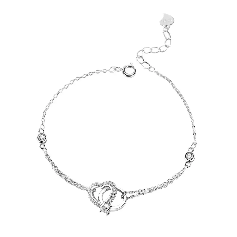 High Quality 925 Sterling Silver Heart Bracelet