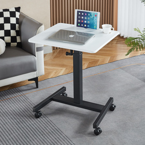 Table de levage pneumatique en métal moderne, table pliante portable, petit bureau, table d'ordinateur pour étudiants à domicile, table de travail avec hauteur réglable - Product Image 1