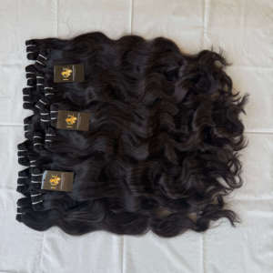 Raw Unprocessed Wavy straight Hair Vendors Brazilian raw human hair Body wave <b>Curly</b> natural black human hair <b>bundles</b> - Product Image 2