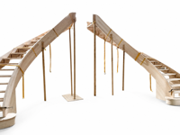 Escaliers en spirale courbés en bois sur mesure pour l'intérieur, avec balustrades en fer forgé, livraison directe d'usine