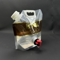 Poche souple personnalisée de 1,5 L avec bec verseur et poignée, distributeur de café, de boissons et de vin en plastique, Doypack avec robinet