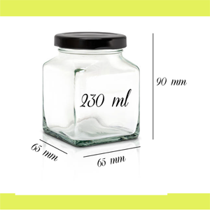 Barattoli di vetro quadrati da 230 ml con coperchio a vite - Product Image 3