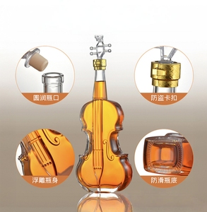 1000ml Transparent Creative Glass Bottle Violin Shaped Storage Bottle for Vodka Rum <strong>Spirits</strong> - Product Image 3