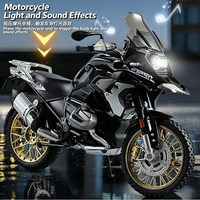 Nouvelle moto miniature modèle 1/10 BWM GS1250 ADV en alliage, jouet de simulation avec son et lumière, direction de la roue avant, pour garçons