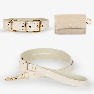 Luxury Style Dog <strong>Harness</strong> Leather Walking Leash Set with Durable Features for <strong>Cats</strong> Dog Collar Leash Bundle with Poop Bag Holder - Product Image 1