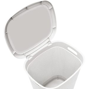 Cesto de Ropa Sucia de Plástico con Tapa, Efecto Ratán, 39.5x37x54 cm, Estructura Tejida - Product Image 4