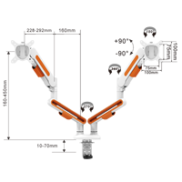 Écran VESA pivotant réglable blanc 2 bras 34 pouces support de bureau moniteur à bras double montage