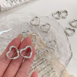 S925 Sterling Silver Heart Huggie <b>Earrings</b> For Women Twisted Design Everyday Wear Bezel Setting 925 Silver Ear <b>Post</b> - Product Image 1