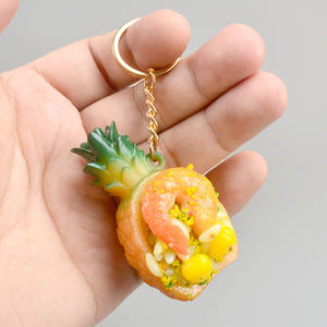 Porte-clés de dessin animé en résine, modèle miniature de nourriture : Ananas, Riz, Ananas et Riz Frit, Jouet alimentaire créatif - Product Image 2
