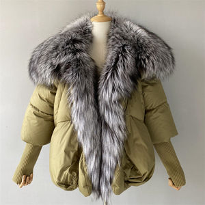 アウトドア ラグジュアリー ビッグ 天然 リアルフォックスファー襟 ダウンジャケット パファーパーカ 暖かい カスタム 冬 女性 フェザー ホワイトダックダウンコート - Product Image 3