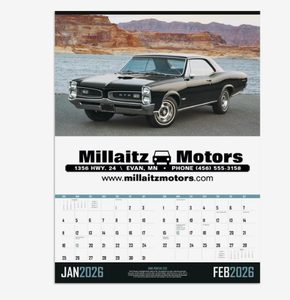 Calendriers Spirales Exécutifs Personnalisés avec Logo Muscle Cars 2027 – Cadeau Promotionnel Premium 12 Mois pour Entreprises (Vente en Gros) - Product Image 1