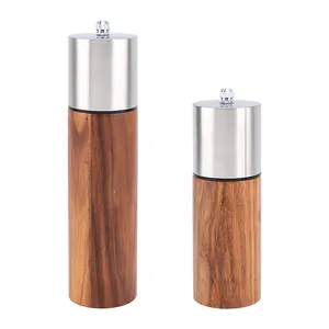 Kitchen Gadgets New Design High Quality Stainless steel and Wooden Salt and Pepper spice Grinder for Cooking Acacia wood mills