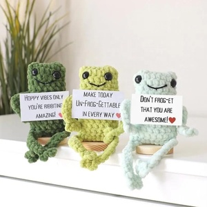 Funny Positive <strong>Frog</strong> Mini Crochet <strong>Knitted</strong> <strong>Frogs</strong> with Positive Affirmations Cards Inspirational Novelty Gift House Decorations - Product Image 1