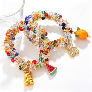 Accessoires <span class=keywords><strong>de</strong></span> mode pour cheveux : Élastiques à queue <span class=keywords><strong>de</strong></span> <span class=keywords><strong>cheval</strong></span>, bracelets en plastique colorés, chouchous DIY à motifs fruités, empilables, pour enfants, collection été fraîche - Product Image 2