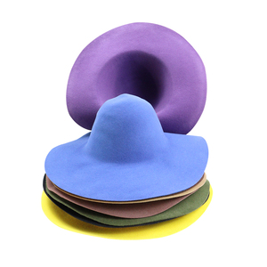 Sombreros Fedora <span class=keywords><strong>de</strong></span> Ala Extra Ancha OEM para Mujer, Sombrero <span class=keywords><strong>de</strong></span> Fieltro <span class=keywords><strong>de</strong></span> Lana Colorido y Moderno con Borde <span class=keywords><strong>de</strong></span> Piel, Sombrero Fedora sin Adornos - Product Image 4