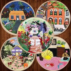 Kit de broderie pour adultes débutants avec motifs de paysages de jardin, cerceaux et instructions, artisanat manuel, point de croix - Product Image 1