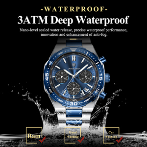 <span class=keywords><strong>Reloj</strong></span> de Pulsera Luminoso Impermeable Poedagar 697 para Hombre, Correa de Acero Inoxidable, Cronógrafo, <span class=keywords><strong>Reloj</strong></span> de Cuarzo - Product Image 2
