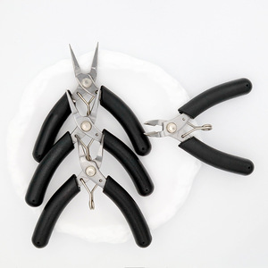 <b>Pliers</b> <b>Set</b> Stainless Steel For Diy Jewelry Making Tools With Black Handle Tapered Tip Diagonal And Needle Nose <b>Pliers</b> - Product Image 1