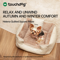 Cama para Mascotas Touchdog Helena de Cuero PU Acolchado, Cama para Perros Desmontable y Lavable con Almohada para Perros Pequeños y Gatos