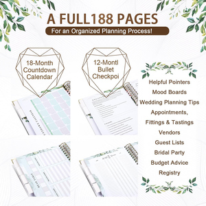 Cuadernos <span class=keywords><strong>de</strong></span> Espiral A5 con Tapa Dura Blanca, Impresión Personalizada, Libretas <span class=keywords><strong>de</strong></span> Planificación <span class=keywords><strong>de</strong></span> <span class=keywords><strong>Bodas</strong></span> con <span class=keywords><strong>Organizadores</strong></span>, Caja y Set <span class=keywords><strong>de</strong></span> Regalo - Product Image 3