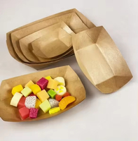 Boîtes en papier kraft jetables écologiques personnalisées avec logo imprimé pour la restauration rapide, salades, gaufres, sushis, emballages portables