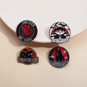 Siyah büyük kedi emaye pimleri özel anne kediler broş yaka rozetleri gotik çocuklar arkadaşlar için hayvan figürlü mücevherat hediye - Product Image 2