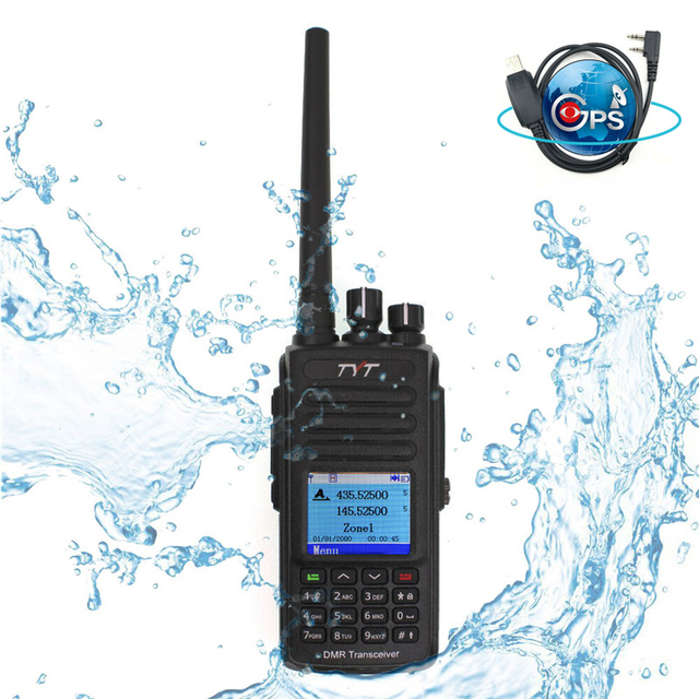 TYT MD-UV390 Walkie Talkie,MD-UV390 GPS DMR Radio VHF/UHF IP67 Waterproof Digital Walkie Talkie 1000 Channels