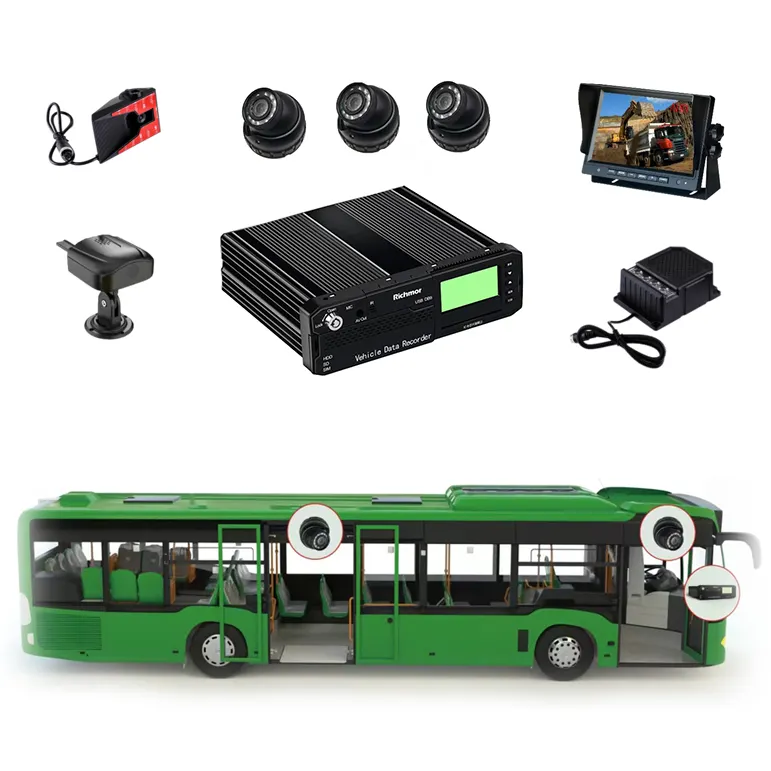 Kualitas tinggi Hard Disk Drive GPS 8CH Mobile DVR dengan 3G 4G Wifi opsional ADAS DSM untuk truk Bus