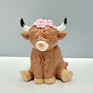 Creative Resin Highland Cow Figurine Cute Desktop Home Decor, Handcrafted Animal Statue <strong>Table</strong> <strong>Top</strong> Living Room <strong>Decoration</strong> - Product Image 5