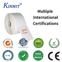 Étiquette autocollante thermique imprimable Kinmit 4x6 pouces, blanche, à coins, effet zèbre, enduite, imperméable, certifiée ISO9001, 100x150, en accordéon