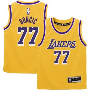 เสื้อบาสเก็ตบอลเลเกอร์สสำหรับเด็กวัยหัดเดิน 2-4 ขวบ สีเหลืองทอง รุ่น Icon Edition หมายเลข 77 ดอนซิช คอกลมระบายอากาศได้ดี - Product Image 1
