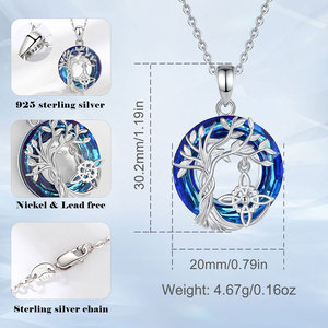 Collana con Pendente Drago in Cristallo Blu, Gioielli Vintage in Argento Sterling 925 per Uomo e Donna, Portafortuna Changda - Product Image 6