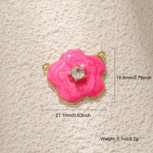 Bohemian kalung bunga Tulip aster, Aksesori Perhiasan DIY, konektor liontin kamelia lapis emas tembaga - Product Image 2