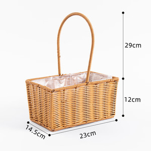 سلة تزيين منزلية بمقبض يدوي قابل للطي من الروطان الساخن - Product Image 4