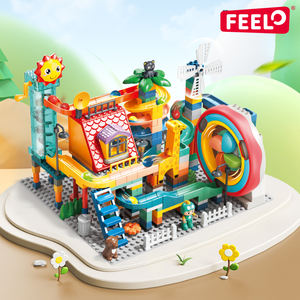 FEELO Jungle Hut Slide Building Blocks Big Bricks Maze Ball Track Building Blocks Embudo Slide Juguetes educativos para niños - Product Image 2