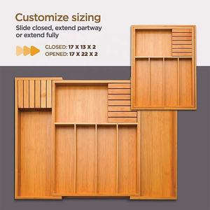 Organizador de Cubiertos Extensible de Bambú para Cajones de Cocina, Organizador de Cubiertos con Bloque de Cuchillos Extraíble, 7 Compartimentos - Product Image 2