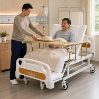 Lit médicalisé manuel à rotation latérale avec tête de lit en ABS, barrières latérales pliables, trou pour commode et poteau porte-perfusion