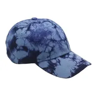 Custom Design Blauwe Artistieke Tie Dye 6-Panel Katoen Gewassen Outdoor Golf Hoed Cap