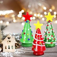 Handgefertigter Murano-Stil Massivglas Weihnachtsbaum Miniatur Kristall Weihnachtsbaum-Figur für Festliche Tischdekoration Geschenk