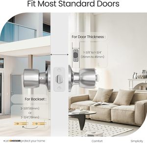 HOSOM Keyed Entry <strong>Door</strong> <strong>Knob</strong> Lock Key Exterior/Interior <strong>Doors</strong> Front <strong>Door</strong> Commercial Residential Use Bathroom Bedroom Satin Nickel - Product Image 2