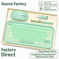 Ensemble cadeau d'entreprise rose avec logo personnalisé, clavier sans fil, souris, clé USB, thermos, parapluie, stylo, carnet, boîte cadeau d'affaires